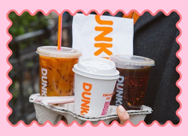 best dunkin' drinks: drink tray of dunkin drinks