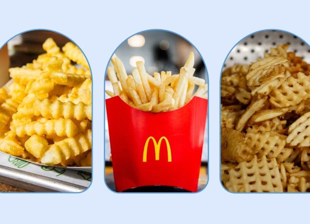 best fast food fries: shake shack fries, mcdonald's fries and chick-fil-a fries, side by side