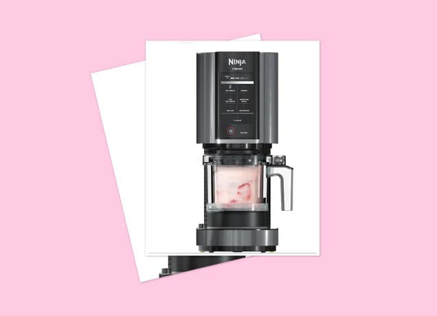 ninja creami ice cream maker sale prime day 2024: ninja creami ice cream maker on pink background