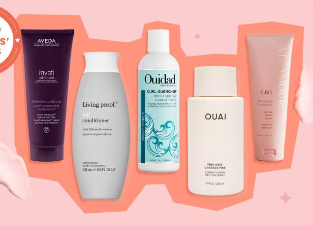 the best conditioners for thin hair in 2024: a collage of hair conditioners