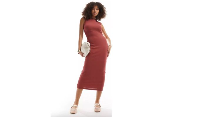 ASOS DESIGN 90s Ribbed Midi Tank Dress