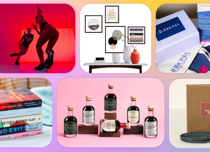 A design by Dasha Burobina for PureWow featuring our favorite virtual gifts to buy in 2024.