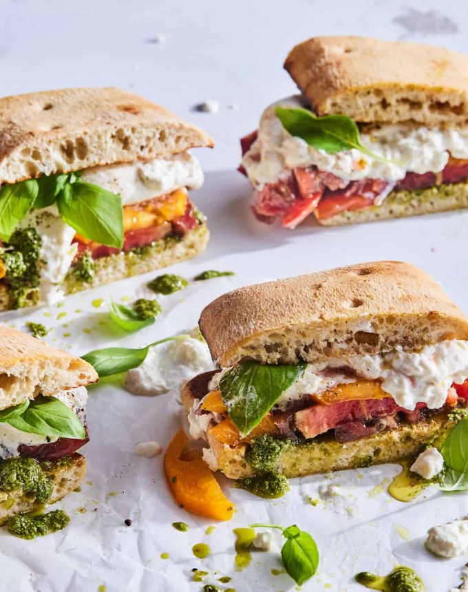 cold dinner ideas: burrata caprese sandwich