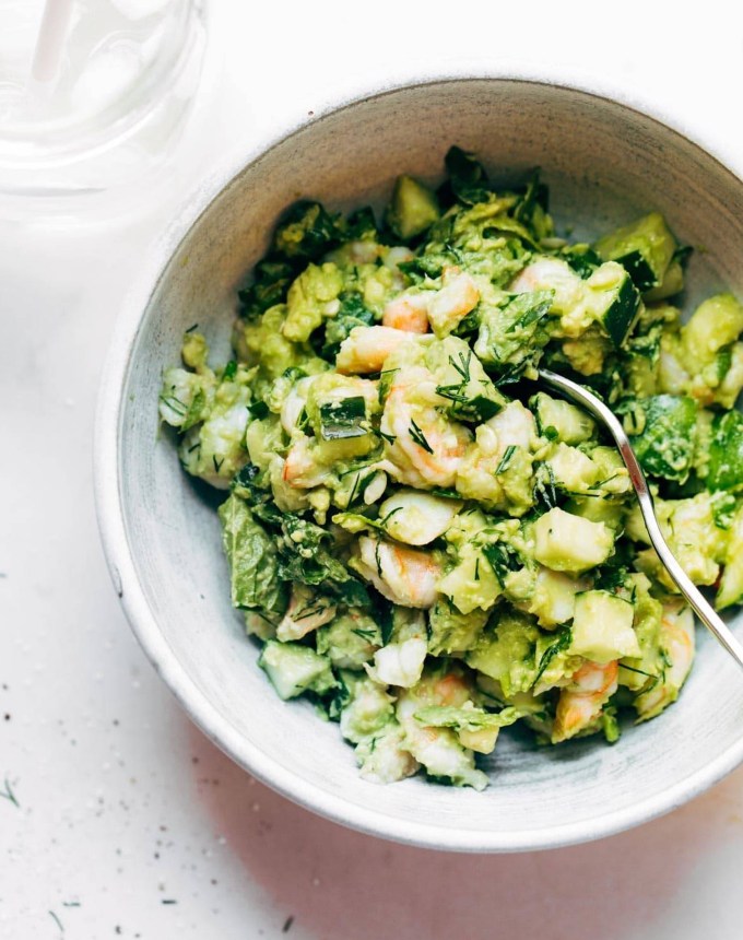 cold dinner ideas: super quick avocado shrimp salad