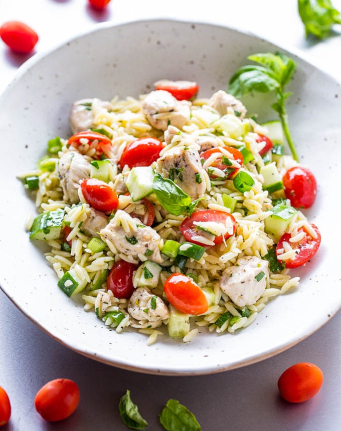 cold dinner recipes: chicken orzo salad