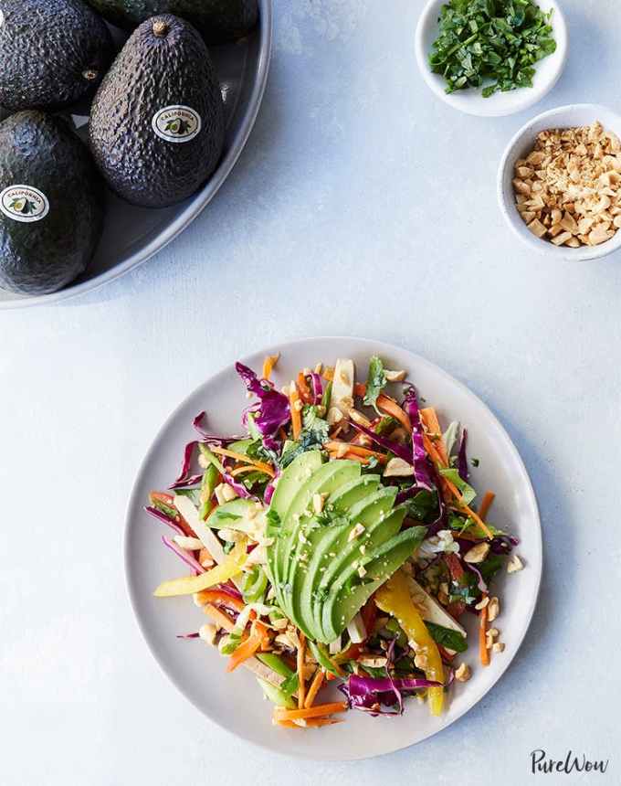 cold dinner recipes: shredded thai salad with avocado