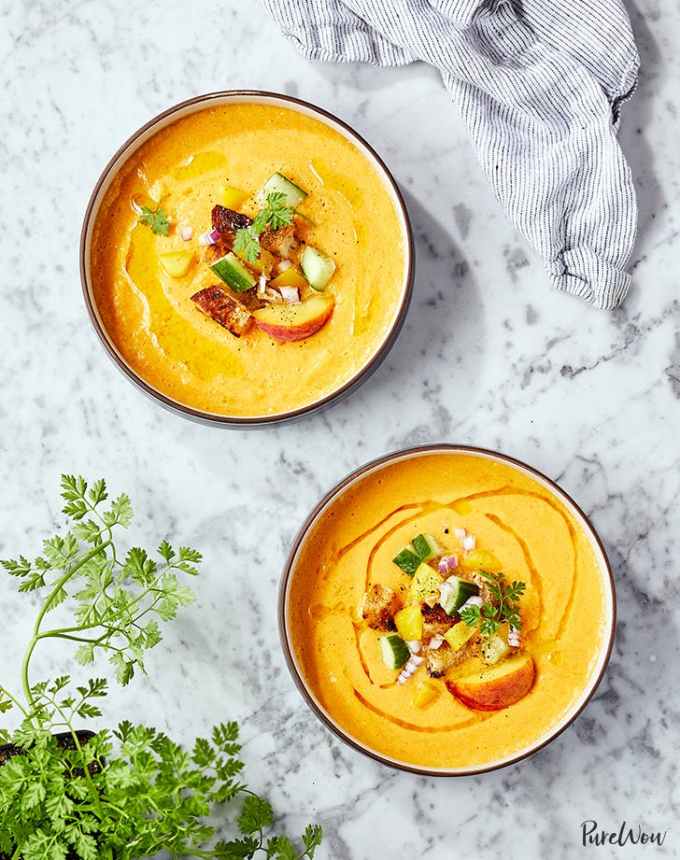 cold dinner recipes: yellow tomato gazpacho