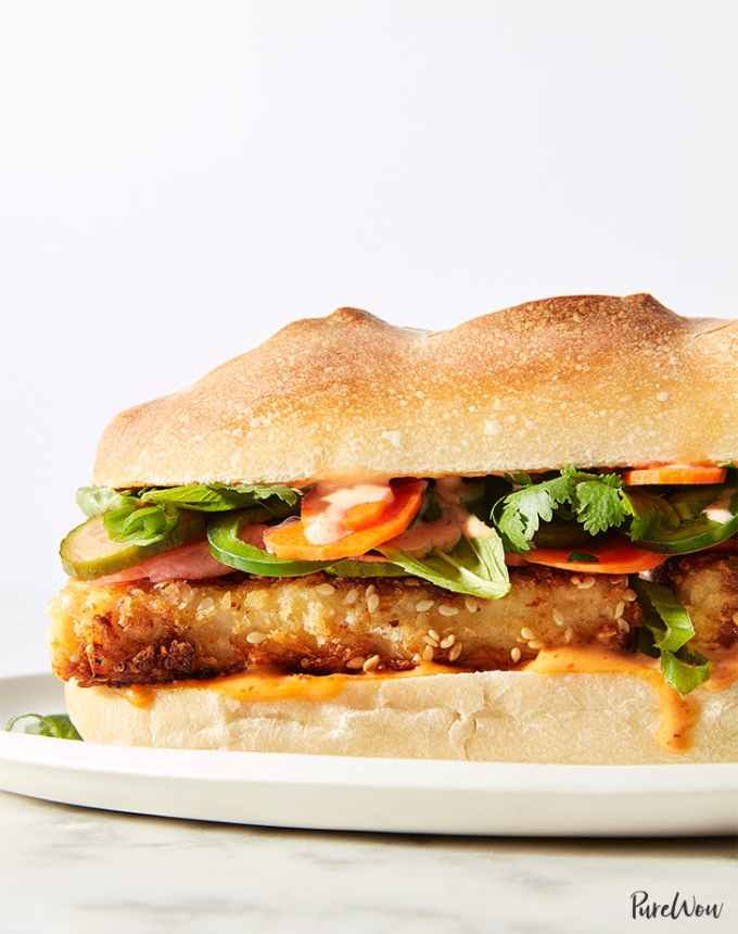 easy lunch ideas: crispy tofu banh mi on a plate