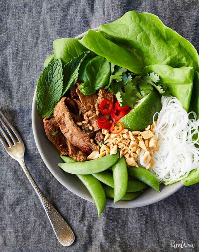 easy summer dinner ideas thai beef bowls with rice noodles