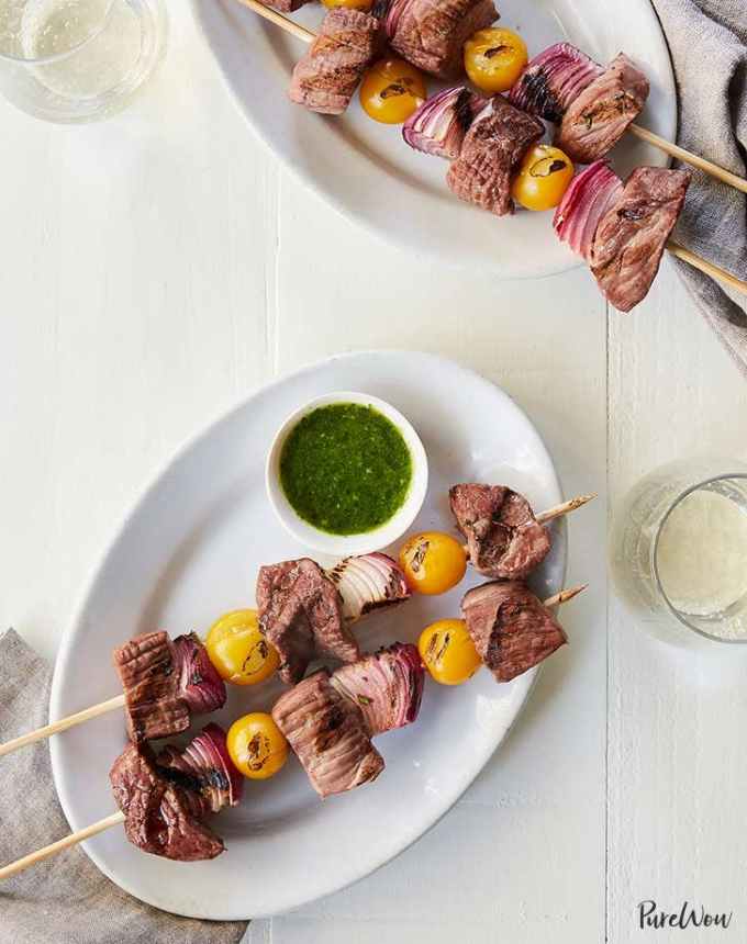 easy summer dinner recipes steak and chimichurri skewers