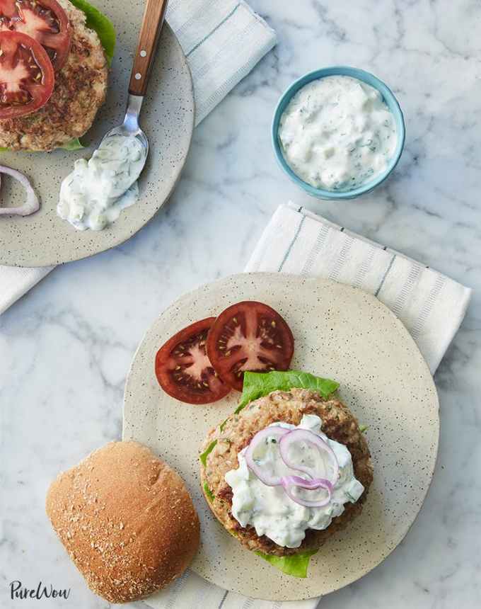 easy summer dinners greek turkey burgers with tzatziki sauce recipe