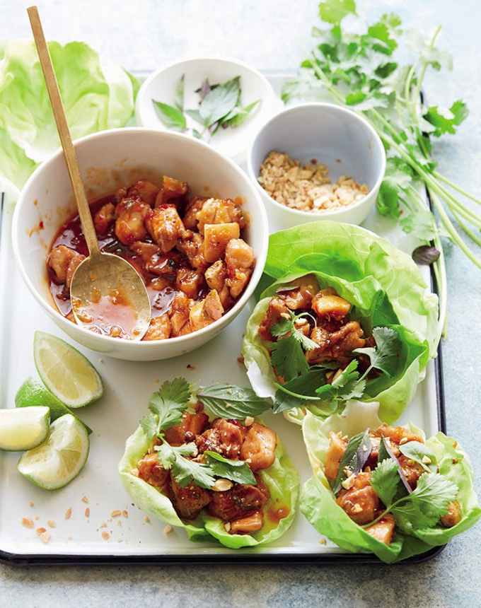 easy summer dinners grilled thai chicken lettuce wraps recipe