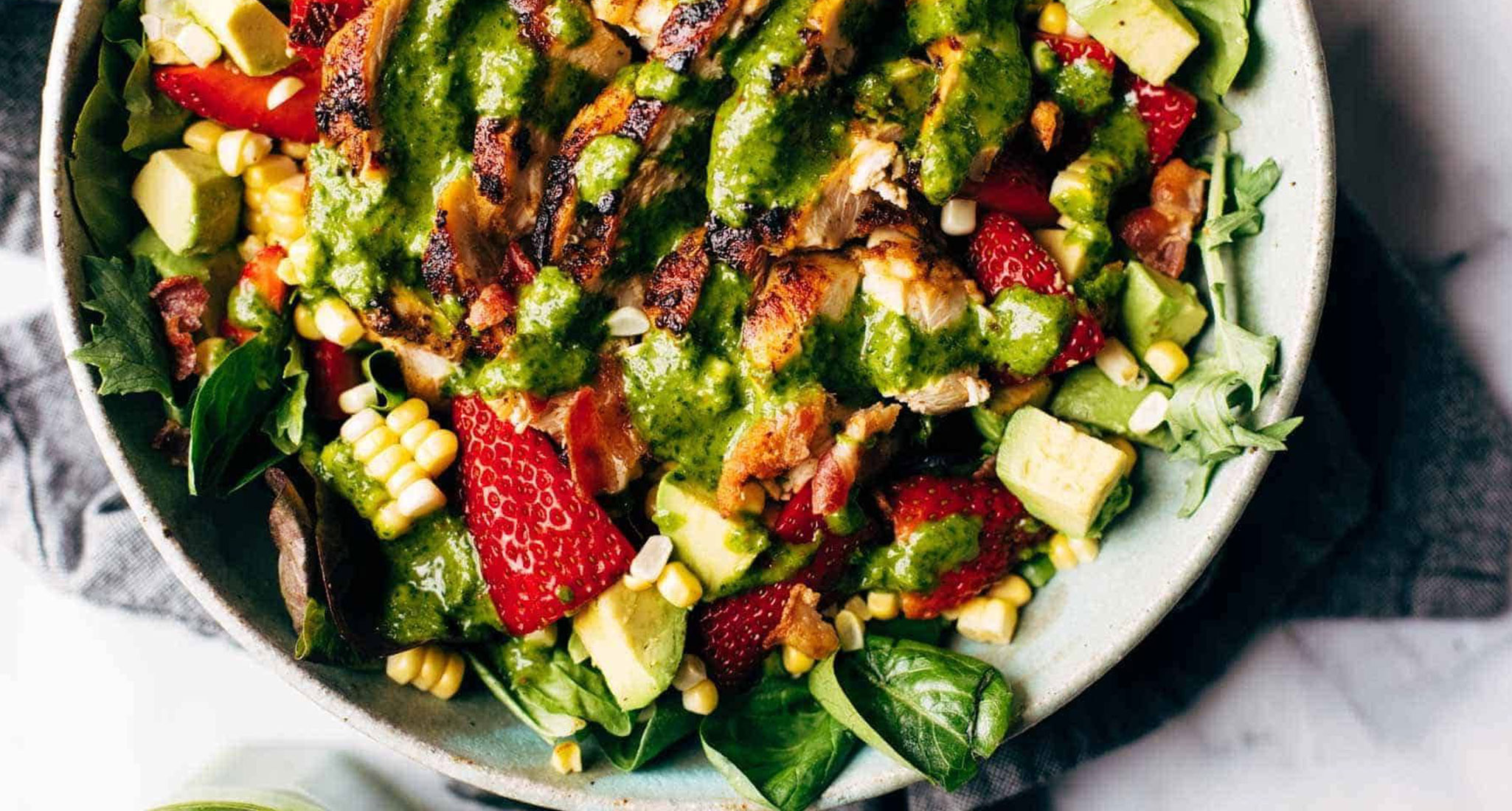 easy summer dinners: chipotle chicken cobb salad in a bowl