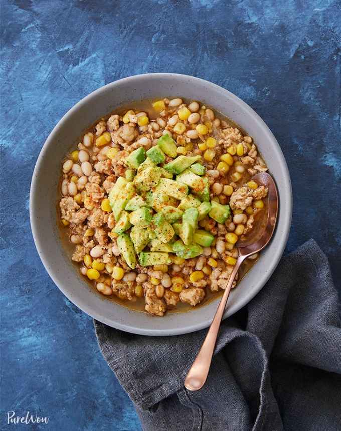 fall activities white turkey chili with avocado recipe