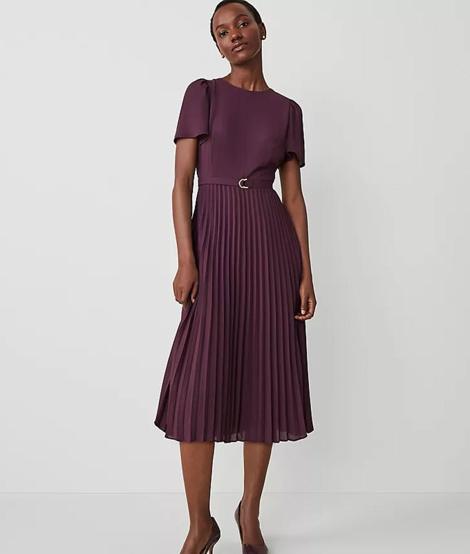 Fall Dresses Under $150: Ann Taylor Purple pleated dress