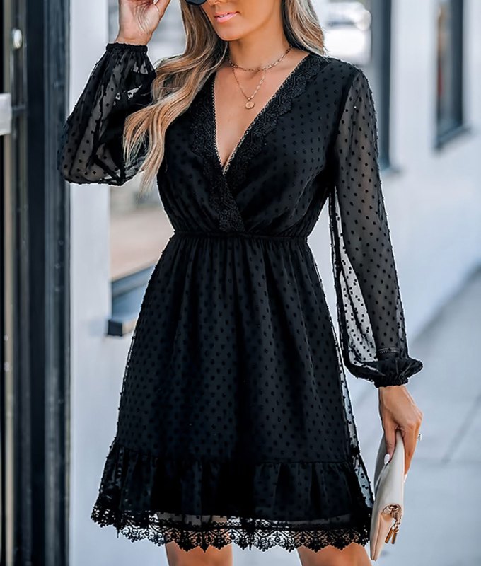 Fall Dresses Under $150: Cupshe Black Lacy Dress