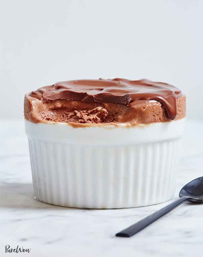 fun things to bake: large frozen chocolate souffle in a ramekin