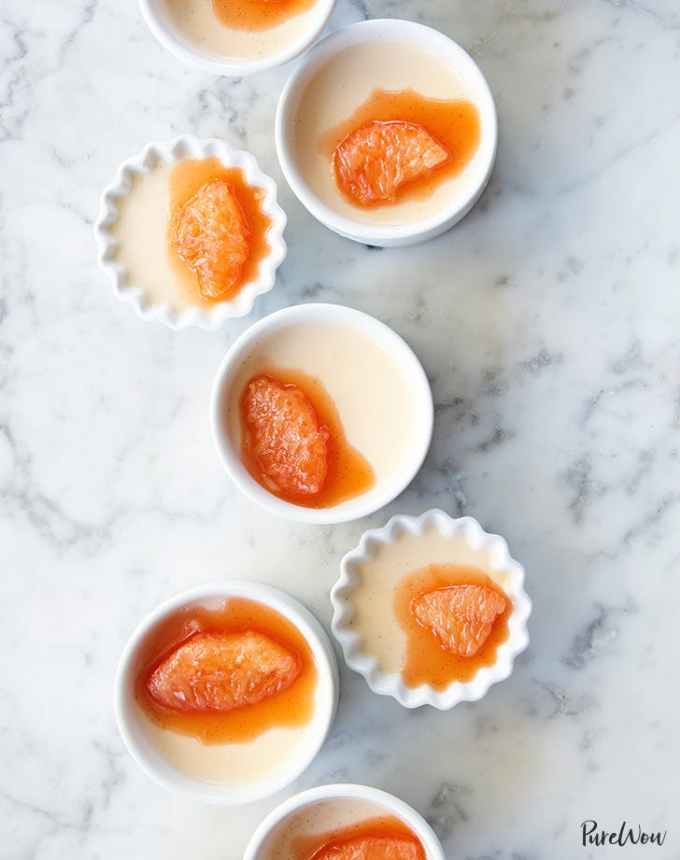 fun things to bake: seven ramekins of ruby red grapefruit panna cotta