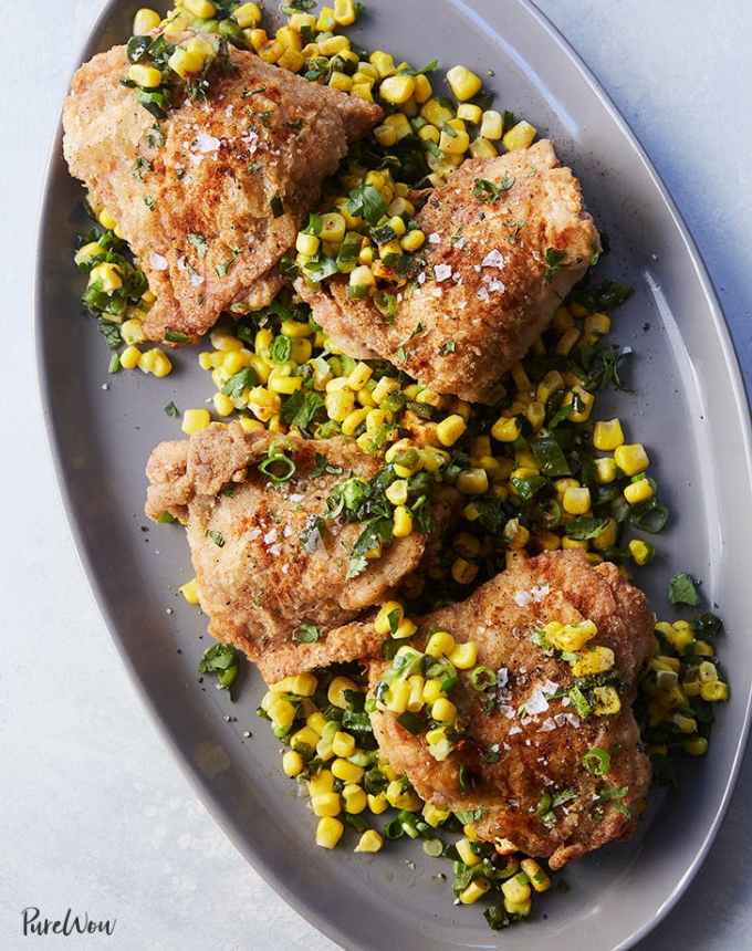 easy dinner recipes: lime chicken with corn and poblano salad