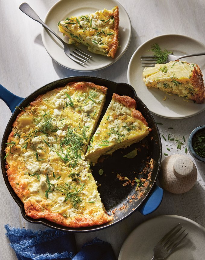 may dinner ideas: potato and spring pea frittata