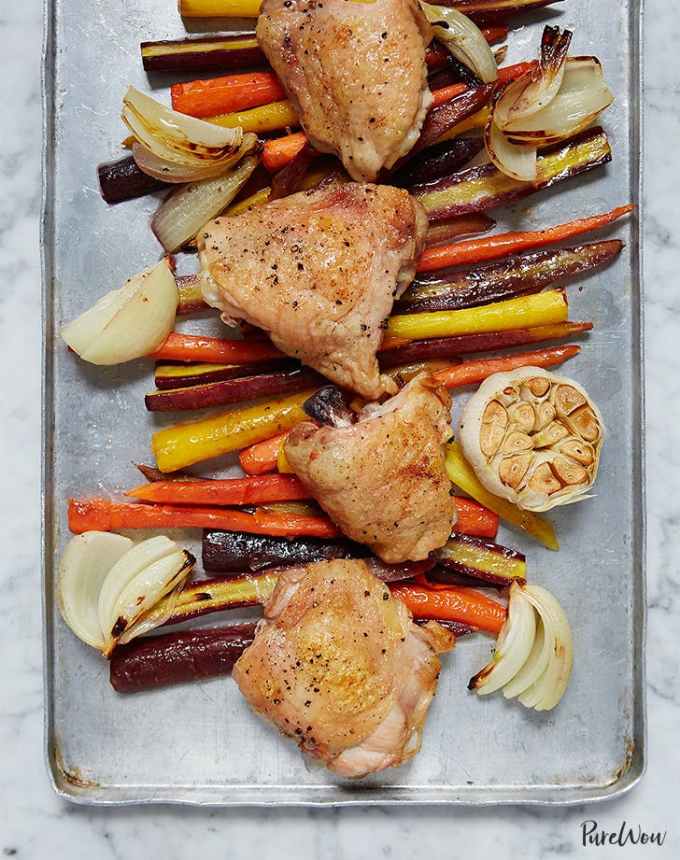 easy dinner recipes: one-pan roasted chicken with carrots