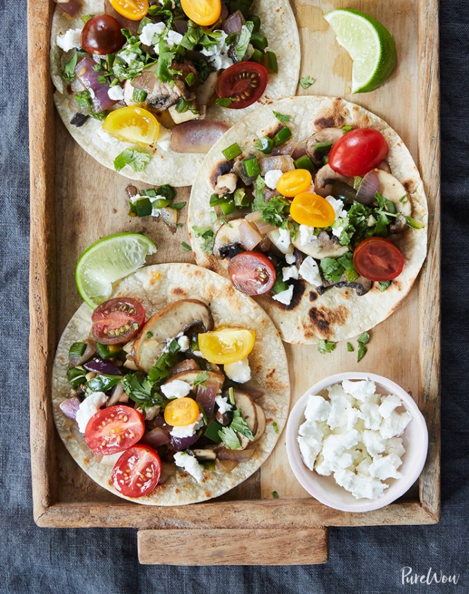 poblano mushroom tacos with tomatoes and goat cheese recipe1