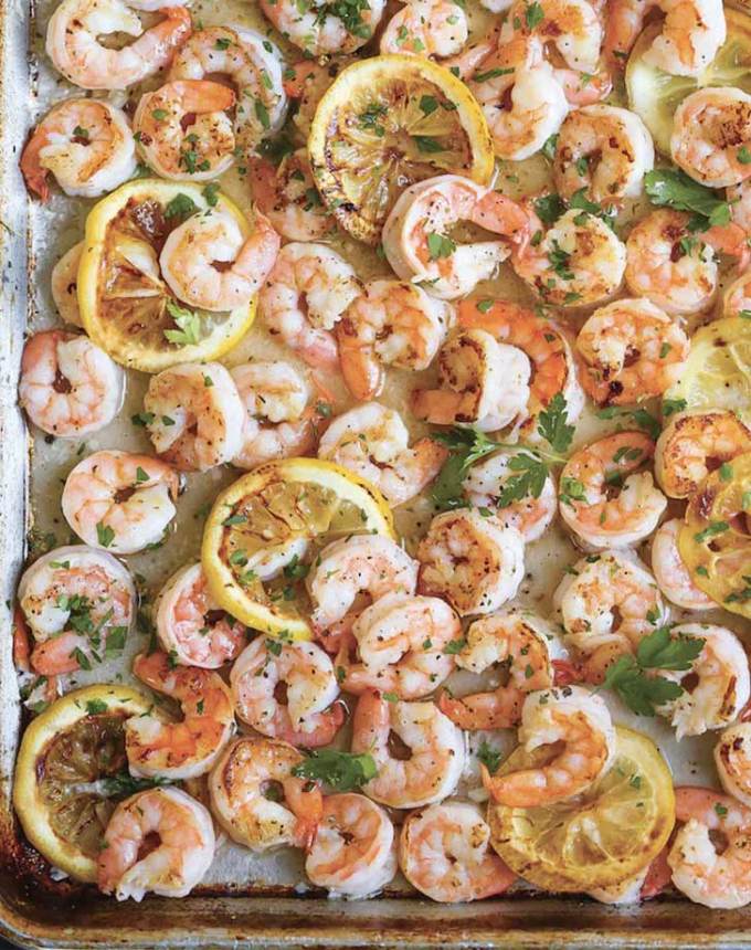 sheet pan garlic shrimp