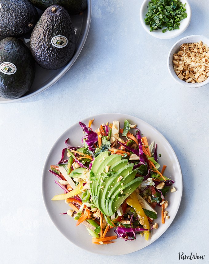 shredded thai salad with avocado recipe