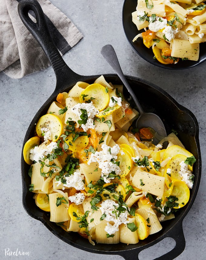 skillet pasta with summer squash ricotta and basil recipe1