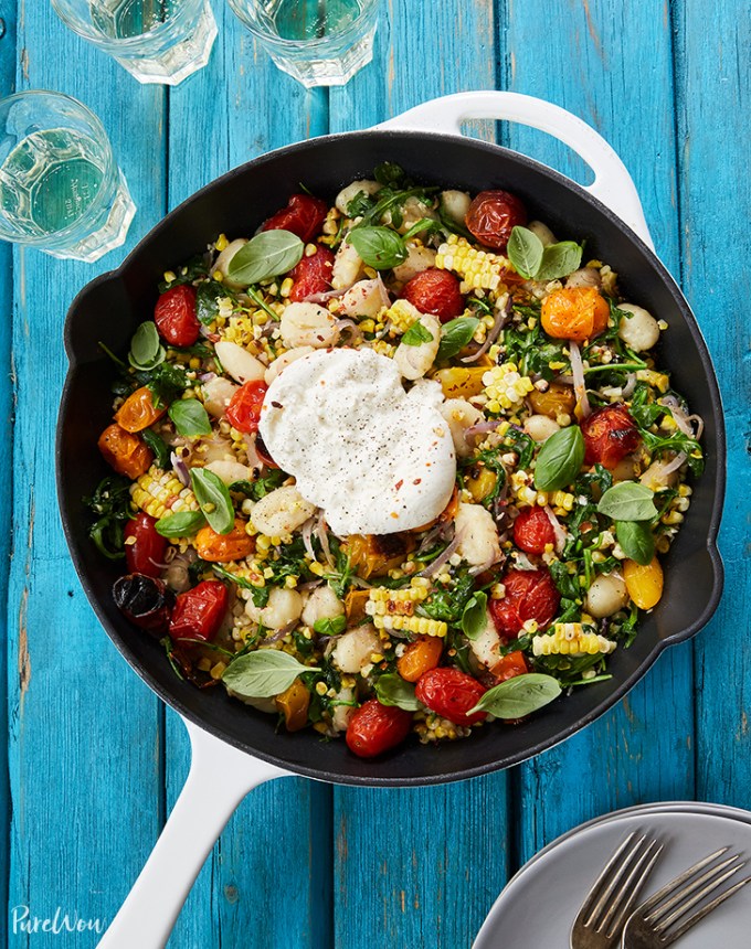 summer skillet gnocchi with grilled corn and burrata recipe1