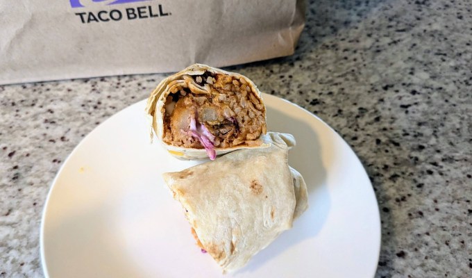 taco bell chicken enchilada burrito secret menu hack using steak and cabbage