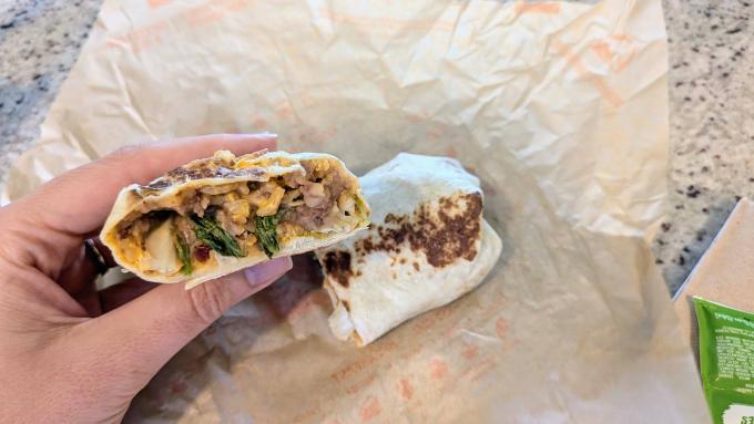 taco bell grilled burrito with lettuce inside