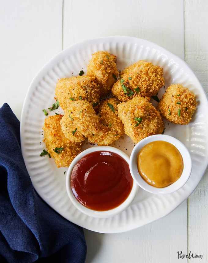 toddler lunch ideas: baked quinoa chicken nuggets