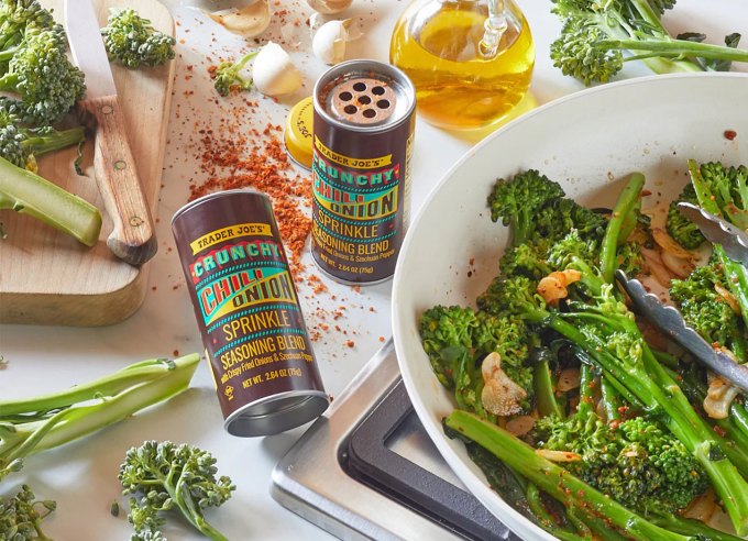 what's new at trader joe's august 2024: crunchy chili onion sprinkle seasoning