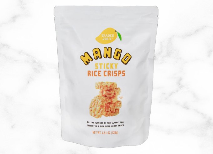 what's new at trader joe's august 2024: mango sticky rice crisps