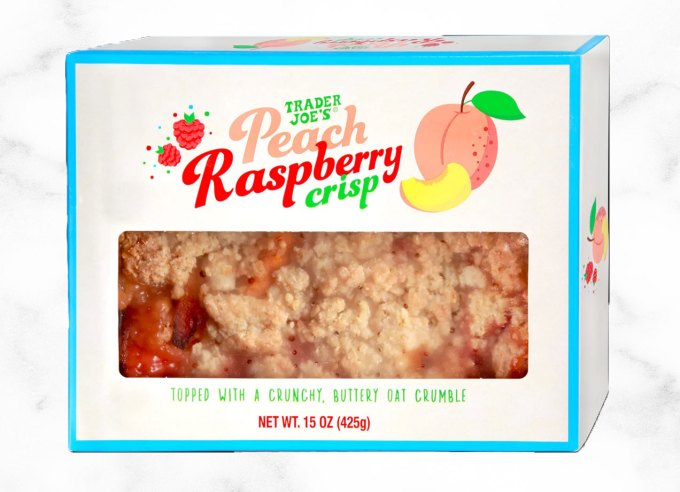 what's new at trader joe's august 2024: peach raspberry crisp