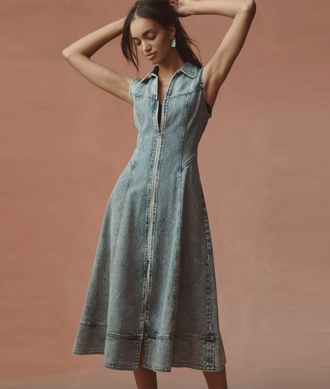 anthropologie dresses denim elliatt midi dress