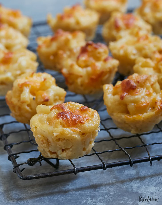 best big-batch recipes: baked mac and cheese bites on a cooling rack