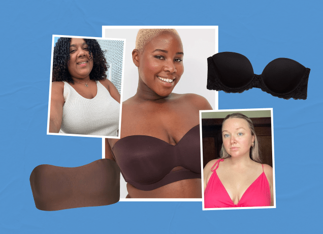 best strapless bras for big boobs a photo collage of strapless bras