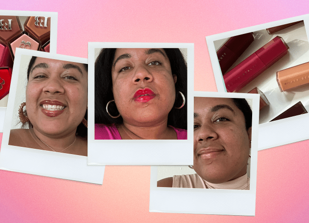 fenty beauty gloss bomb stix review a collage of chelsea candelario