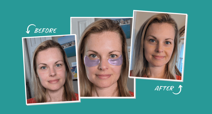 testing grace and stella eye masks, before, during and after